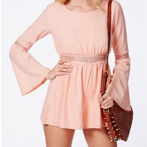 Forever 21 blush crochet bell sleeve romper